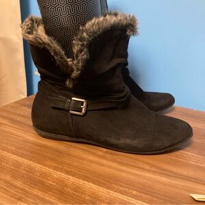 Cozy Black Faux Fur Ankle Booties winter warm and cozy